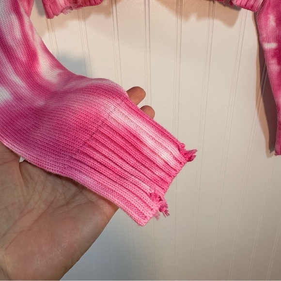 SER.O.YA Revolve Page Cropped Sweater in Pink Line Tie Dye Sz S - Picture 9 of 13